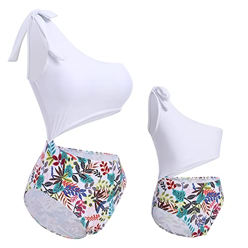 Mommy and Me Swimsuits Mother Daughter One Shoulder Bikini Set Matching Family Bathing Suits Mom and Daughter Swimsuits