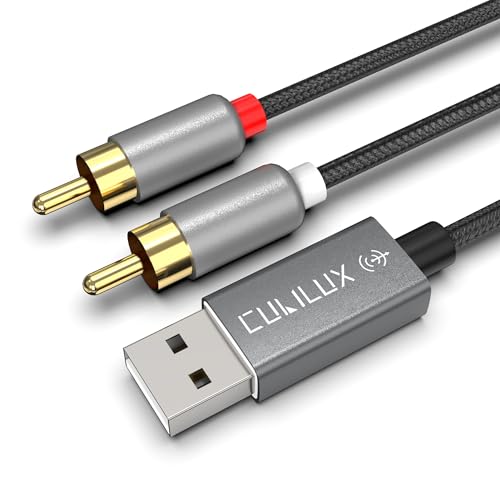 USB - RCA変換ケーブル（384KHz/24-bit Hi-Res DAC搭載）、USB AからRCAに変換オーディオケーブ、ノートPC、パソコン用、1.8m