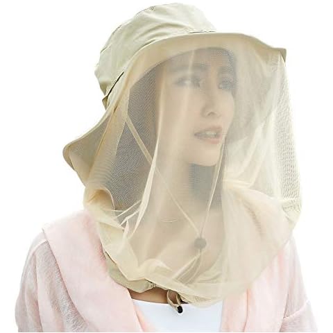 Mosquito Head Net Hat, Safari Hat Sun Hat with Mesh Protection from Insect Mesh Hat Khaki Cover