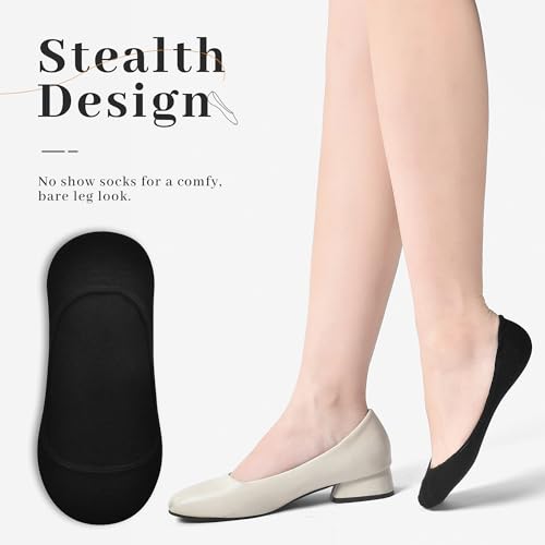 RYI 6 Pairs Cotton Ultra No Show Socks Womens - Non Slip, Loafer Socks For Flats4
