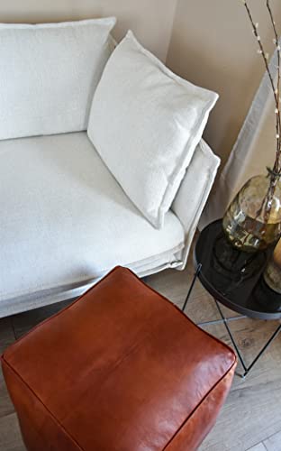 Quadratischer Leder Pouf XL von Poufs&Pillows – Handgefertigt