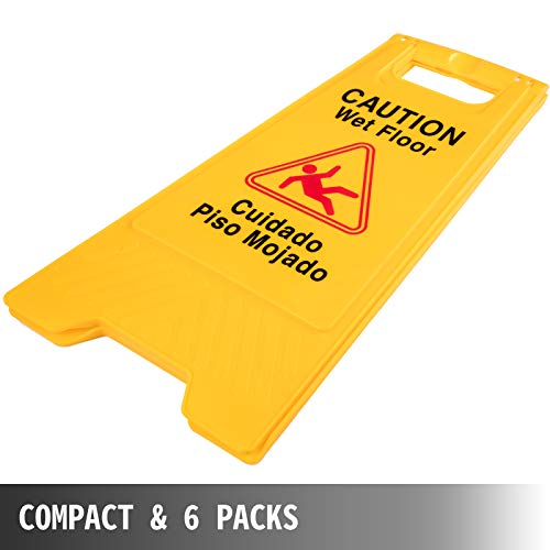 image for VEVOR 6 Pack Caution Wet Floor Signs Yellow Wet Floor Sign Double Side