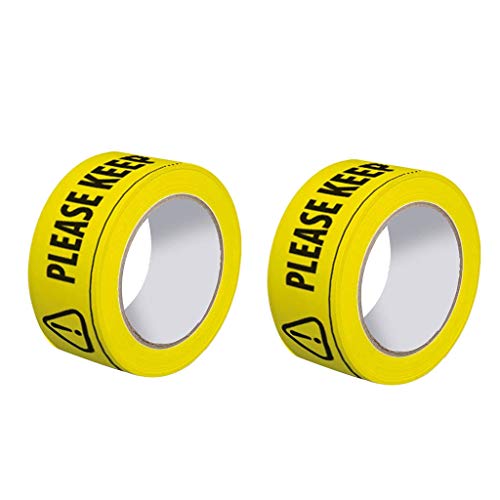 Preisvergleich Produktbild Gefahr Warnung Klebeband selbstklebend Markierungsband Warnband Bodenmarkierungsband Bitte Abstand halten (2 Pack)