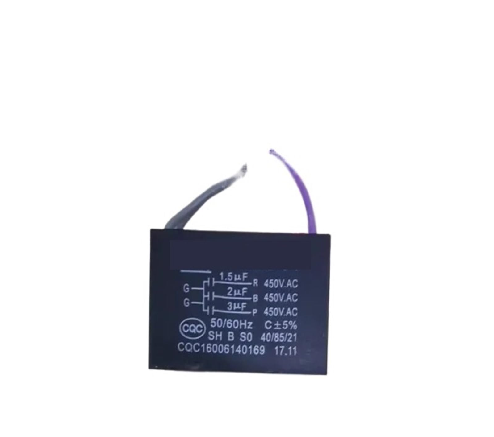LEOTNNDQ 1pcs CBB61 capacitor three combination capacitor 1.5uf+2uf+3uf/450v