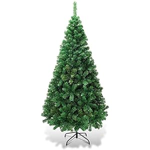 chefjoy verdant artificial christmas tree, luxuriant realistic xmas tree w/pvc branch tips & folding metal stand, unlit life like pine tree for festival celebration & parties decoration