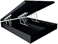 Cama Box QUEEN SIZE com Bau Pistão a gás preto suede Bipartido - 158x198x27