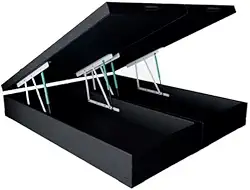Cama Box QUEEN SIZE com Bau Pistão a gás preto suede Bipartido - 158x198x27