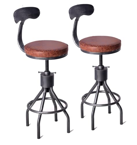 Bokkolik UK001-B-S Set Of 2 Bar Stools Industrial Style Kitchen Counter Island Stool Dining Chiar cover