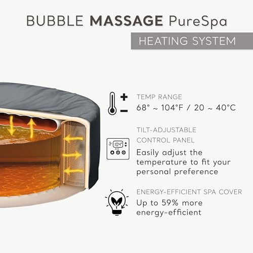 Image of Intex PureSpa 6 Person Bubble Massage Inflatable Hot Tub Spa Set, Sahara Tan