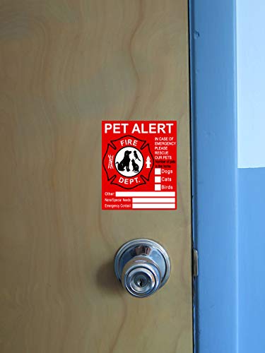 Pet Inside Sticker - 8 Pack Pet Alert Safety Fire Rescue Sticker Decal-Save Our Cat/Dog Pets In A Fire Emergency, Firefighters Will See Alert On The Window, Door, Or House And Rescue Our Family. #TOP3