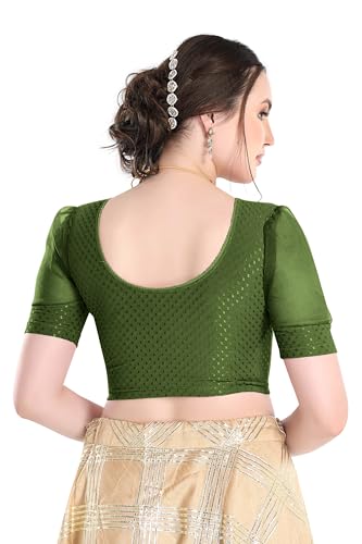 Image of FINESTFIT Stay On Trend Fashion 100% Cotton Readymade Blouses for Women,Round Neckline with Organza Balloon Sleeves.