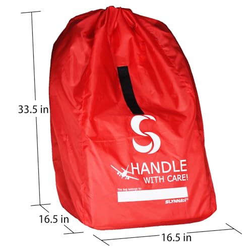 Image of SLYNNAR Car Seat Travel Bag for Airplane - Fits Convertible Car Seats, Infant carriers & Booster Seats, Red Upgrade (Red Upgrade)