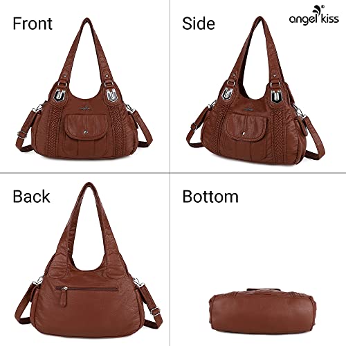Image of Angel Kiss Purses and Handbags for Women Washed Vegan Leather Crossbody Hobo Satchel Shoulder Tote Purse