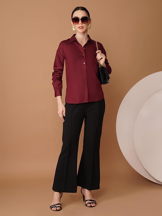 Image of OOMPH! Full Sleeve Stylish Western Drop Shoulder Shirts for Women Regular fit Shirts for Woman