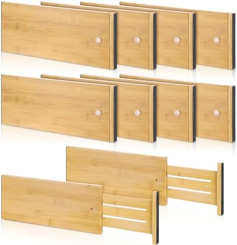 DoubleFill 8 Pcs Deep Bamboo Drawer Dividers, Deep Kitchen Dresse...