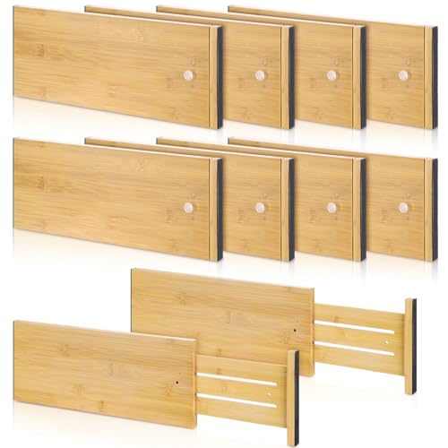 DoubleFill Bamboo Drawer Dividers Adjustable 15‑22