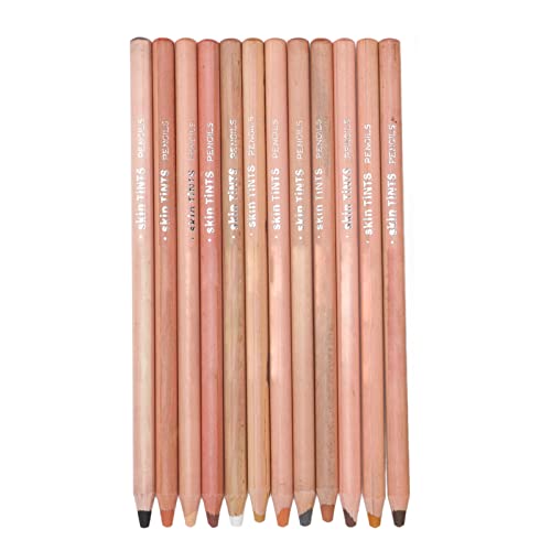 Haofy 12 Lápices de Colores, Juego de Lápices Pastel de Retrato Profesional para Dibujar, Fácil de Afilar con Recambios Resistentes, Ideal para Artistas y Estudiantes