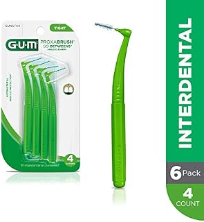 GUM Proxabrush Go-Betweens Interdental Brushes, Angle Cleaner, Tight, 4 Count (Pack of 6)