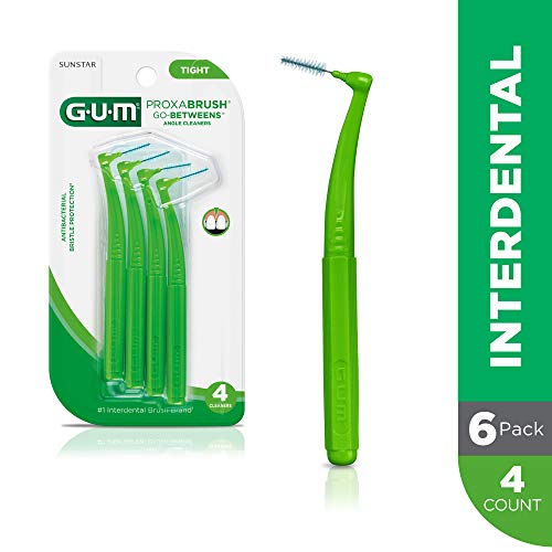 Gum - 10070942302835 Proxabrush Go-Betweens Interdental Brushes, Angle Cleaner, Tight, 4 Count (Pack Of 6) #TOP1