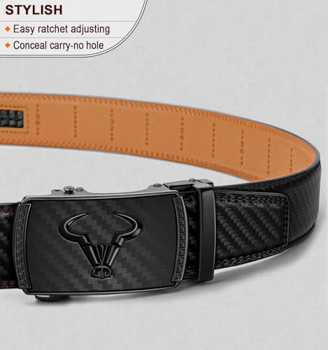 Image of BULLIANT Ratchet Trimmable Leather Belt for Men Adjustable 1 3 /8-Gift Boxed | Smooth Sliding | Micro Adjustable Fit | Tailored Size | Holeless Understated Elegance