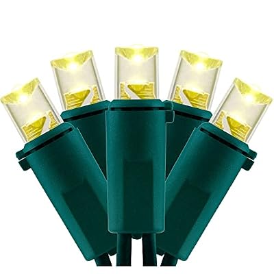 YULETIME Warm White Wide Angle LED Christmas Lights with Green Wire, 66 Feet 200 Count UL Certified Commercial Grade 5mm Holiday String Light Set (Warm White)