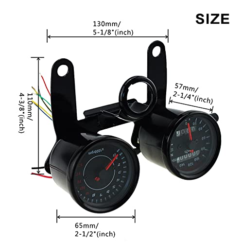Motorcycle Black Odometer Speedometer and Tachometer