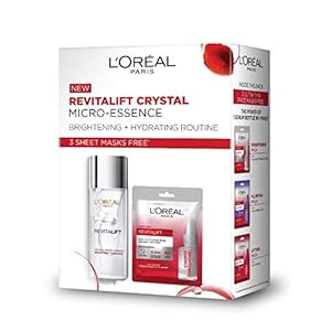 L’Oreal Paris Crystal Micro-Essence 65ml and 3 Revitalift Essence Sheet Masks Free, 155 g (Pack of 4)