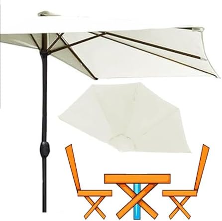 9ft Half Patio Umbrella Replacement Canopy - 5 Ribs Wall-Mounted Outdoor Cover, Ideal for Balcony & Market Tables, Durable & UV-Resistant Small Canopy