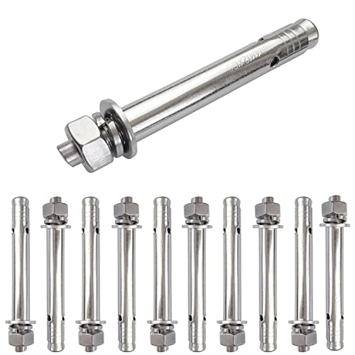 Image of 10 Pack M12x120mm Expansion Bolts Anchor Bolt 304 Stainless Steel External Hex Expansion Screw Bolt Sleeve Anchor Fastener Wall Concrete