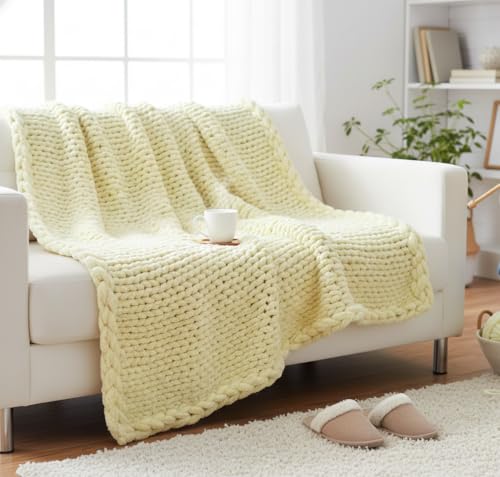 Image of ProKart Premium Blankie Wool, Plush & Cuddly, Chenille Yarn Supersoft Hand Knitting Wool Ball | Blanket Thick /Mottu Yarn Ball Suitable for Hand Knitting and Crocheting for Baby, Adult, Sweaters, caps, Throws, Home Furnishing, Scarves, Blankets (Off White, 100gms x 1 Pack)