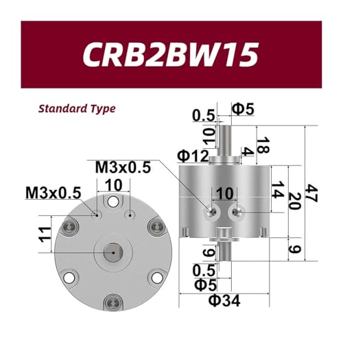 Cylindre rotatif pneumatique CDRB2BW CRB2BW15-180S 15 - 3