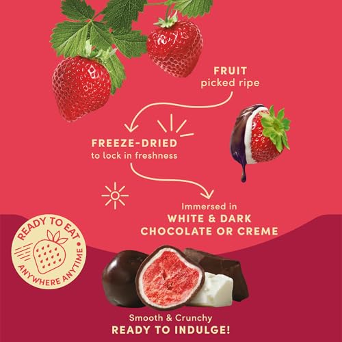 Tru Fru Freeze Dried Fruit Variety Pack, Strawberries & Crème, Raspberries & Strawberries in Dark & White Chocolate, Real Fruit, Chocolate Covered Snacks, Gluten Free Candy, 3 Pack (3.4oz) - Thumbnail 3