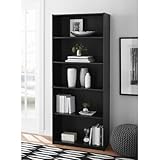 Mainstays 5-Shelf Wood Bookcase - BLACK