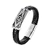 Cupimatch Mens Stainless Steel Masonic Freemason Leather Bracelet Cuff Bangle with Magnetic Clasp (Type 2)