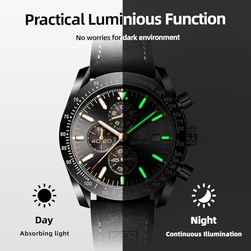 Image of BENYAR Mens Watch Chronograph Analog Quartz Movement Quartz Movement Sports Watch 30M Waterproof with Analog Date Watch Men Retro Street Style Men's Watch