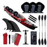 SKINHAWK Premium Drop Stitch Kajak 490 Rot, Schlauchboot, Kanu, zum Aufblasen, Adventure Kajak 490 x 85 cm