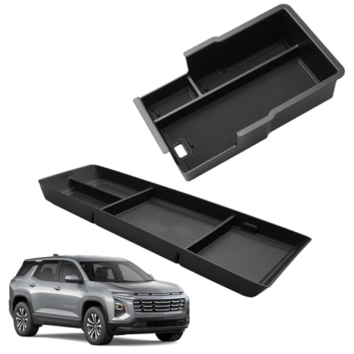 Sunsdrew 2025 Upgraded 2PCS Chevy Equinox Center Console Organizer and Lower Center Console Tray for 2025 2026 Chevrolet Equinox Interior Accessories Anti-Slip