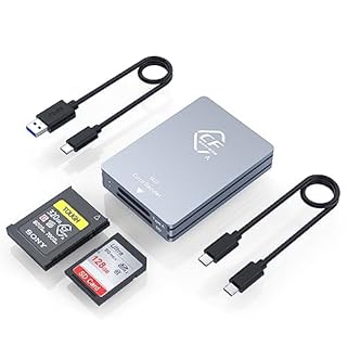 CFexpress Type A and SD Dual-Slot Memory Card Reader, 10Gbps USB 3.2 Gen 2 Type A CFexpress Adapter Memory Card Reader with USB C to USB C/USB A Cable,Compatible with Windows/Mac/Linux/Android