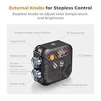 K&F CONCEPT 360° Vollfarbige RGB Videolicht 60 LED mit 2000mAh Akku,Schwarz – Ansicht 2