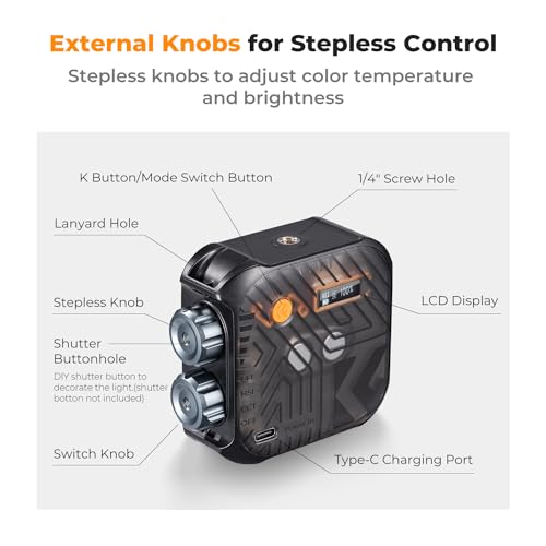 Image of K&F CONCEPT RGB Video Light 21 Light Effects, 2500K-9900K, CRI 96+, Black