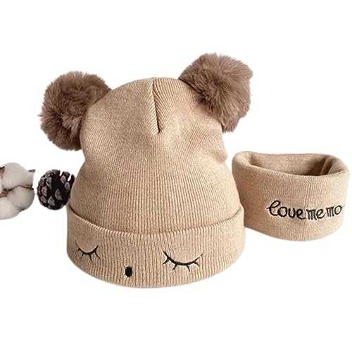 Image of F Y V Baby Kids Winter Beanie Cap with Warm Knitted Woollen Fur Lined Hat for Boys and Girls Age 1 to 6 Years Soft Stretchable Winter Cap Ear Cover