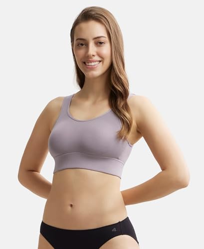 Image of Jockey JW12 Women Wirefree Padded Tencel Lyocell Elastane Stretch Full Coverage Lounge Bra with Stay Fresh Properties and Removable Pads
