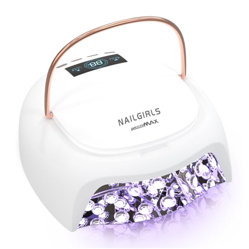 NAILGIRLS Lámpara de uñas recargable de 80 W, lámpara UV para uñas de gel, 4 temporizadores, espaciosa, placa base de metal extraíble, lámpara UV, secador de uñas, lámpara LED UV para técnicos