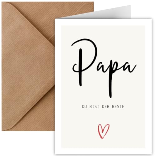 Karte Papa Du bist der Beste | Glückwunschkarte zum Vatertag oder Herrentag inkl. Briefumschlag | Glückwunschkarte Geburtstag Vater DIN A6 Format | Vatertagskarte (Klappkarte Papa der Beste)