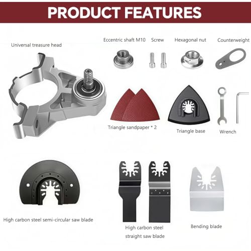 Image of Serplex Oscillating Multitool Blades Accessories Kits, Angle Grinder to Oscillating Tool Multi-Tool Conversion Attachment with Saw Blades Sanding Pads & Hardware, for Wood, PVC, Plastic, Polishing