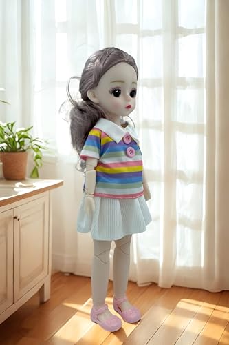 Image of Tickles Movable Joints Doll Beautiful Eyes Fashionable Dress for Kids Girls (Color: Multicolor Size: 30 cm)