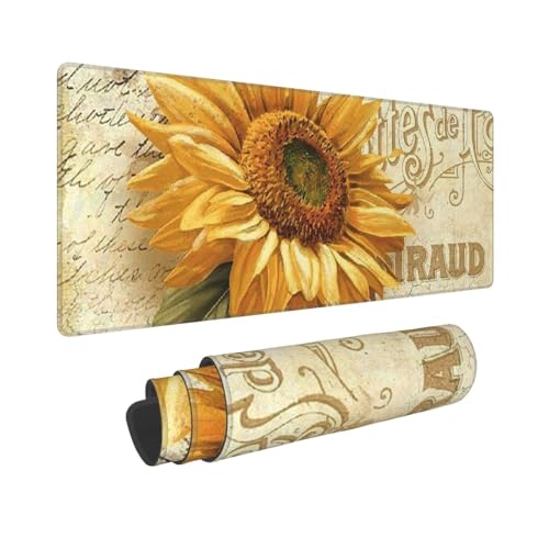 Tapis de souris rétro fleur soleil grand format pour le télétravail