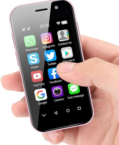 Longben Mini Smartphone Unlocked Cell Phone 3.0 Inch Android 4G Small Mobile Quad Core Small Phone Dual SIM (Pink, 32, GB)