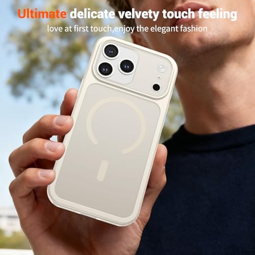 Image of SUPFINE Magnetic for iPhone 17 Pro Case Antique White | (Compatible with MagSafe)(Military Grade Drop Protection)(Camera Protection)Translucent Matte Phone Cover