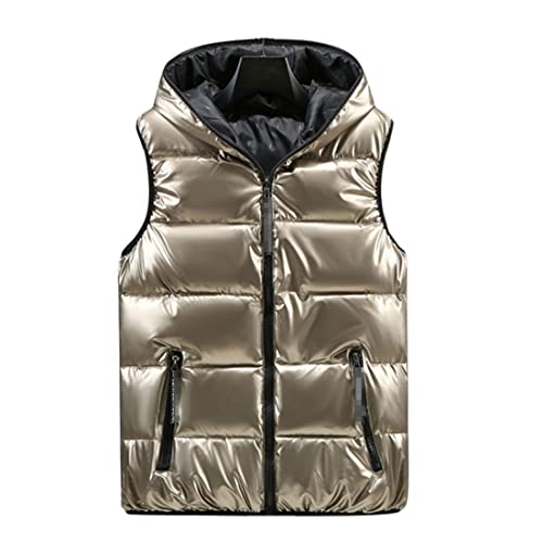 FindThy Women’s Reversible Puffer Down Vest Classic Zip Up Padded Hooded Sleeveless Jacket Tops